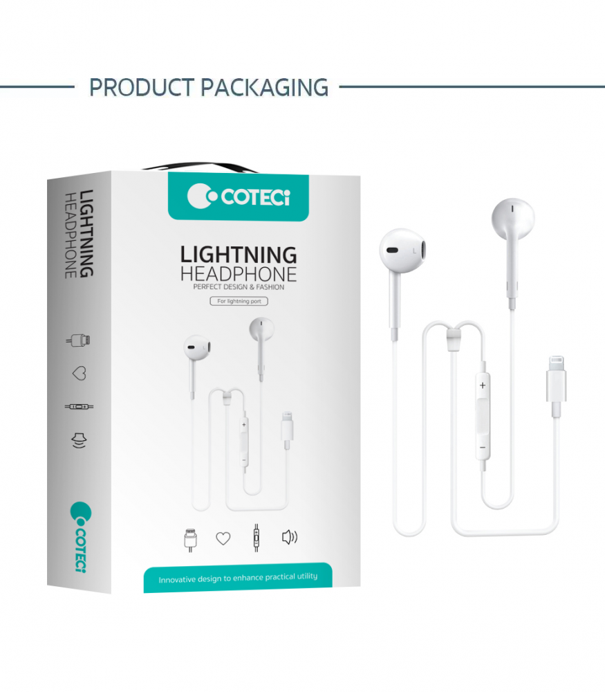 Slusalice Coteci MS-031 za iPhone lightning bele