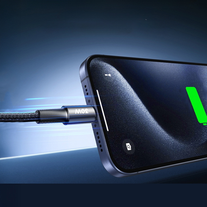 Data kabl REMAX Velocity CB25 Fast charging 30W Type C na iPhone lightning 1.2M crni
