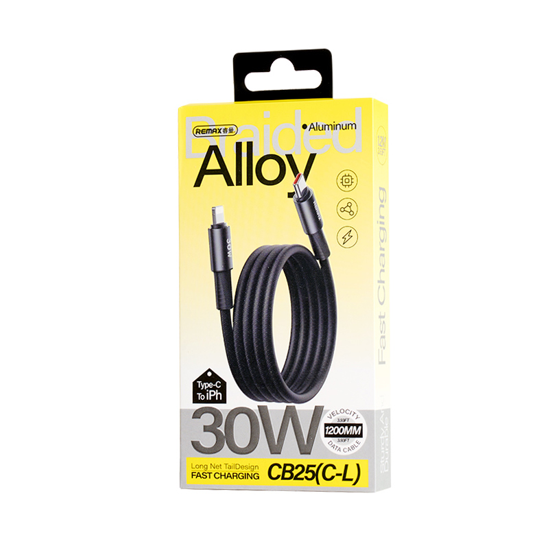 Data kabl REMAX Velocity CB25 Fast charging 30W Type C na iPhone lightning 1.2M crni