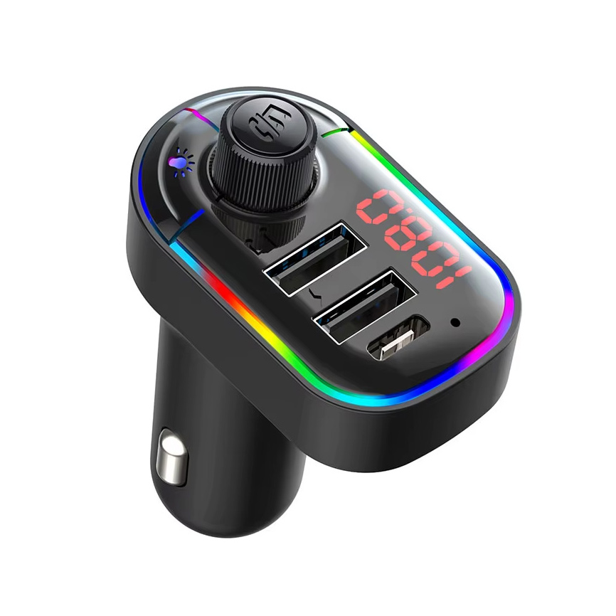 FM transmiter C12 USB PD Bluetooth 5.0 12-24V handsfree crni