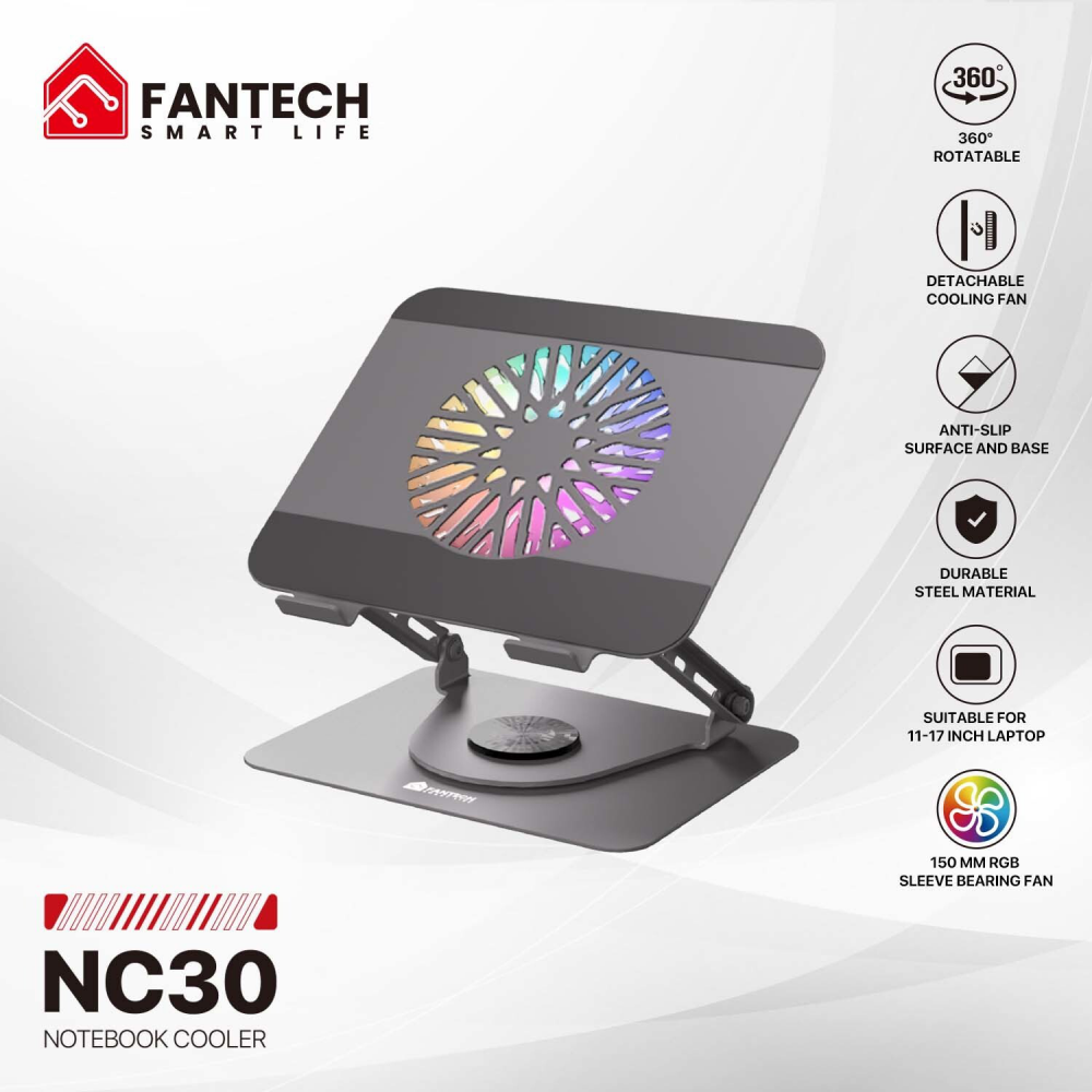 Laptop Cooler Fantech NC30 RGB sivi