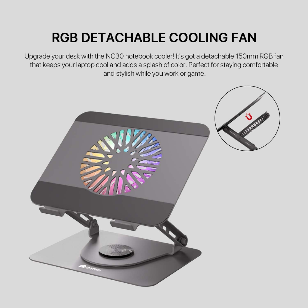 Laptop Cooler Fantech NC30 RGB sivi