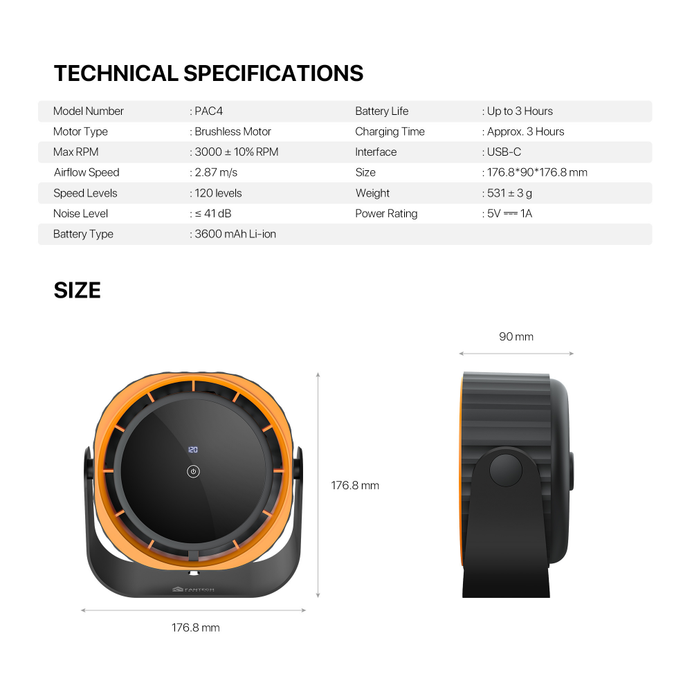 Prenosni ventilator Fantech PAC4 crni