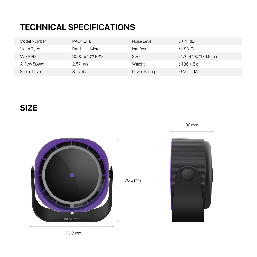 Prenosni ventilator Fantech PAC4 Light sivi