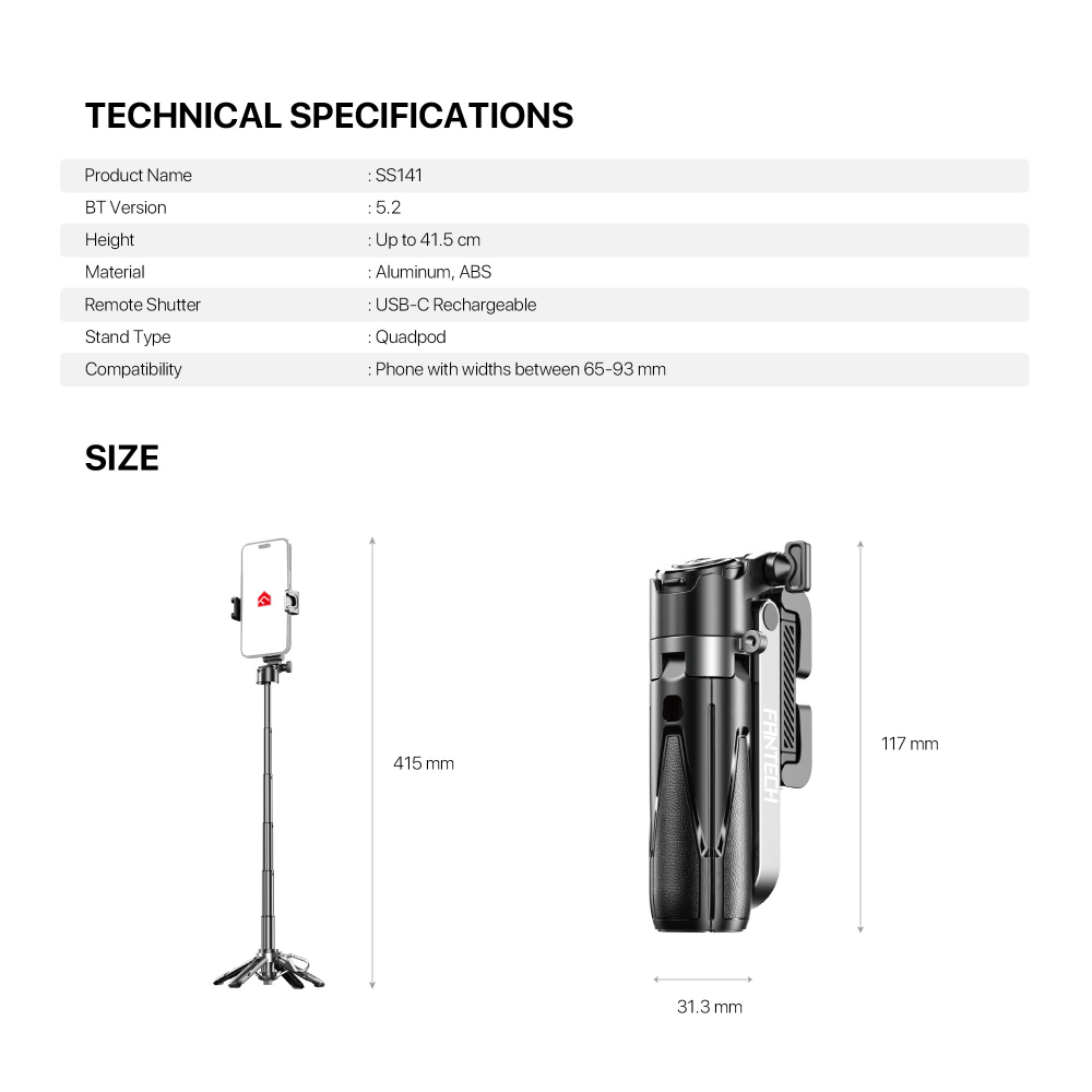Selfie stick Fantech SS141 selfi stap crni