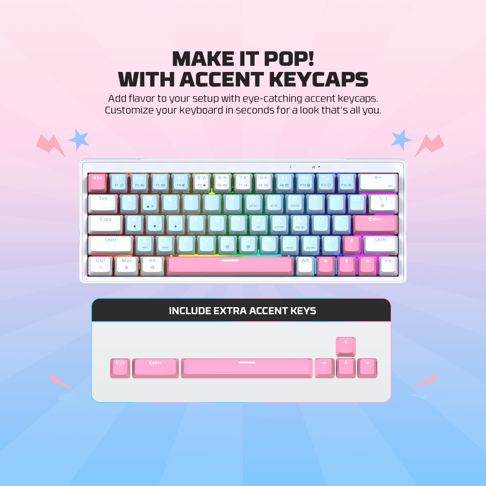 Tastatura Mehanicka Gaming Fantech MK611 Atom x63 AME bela (taro switch)