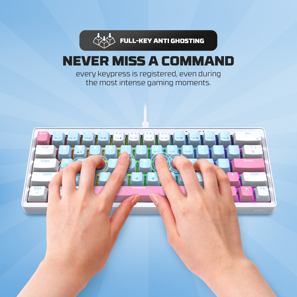 Tastatura Mehanicka Gaming Fantech MK611 Atom x63 AME bela (taro switch)