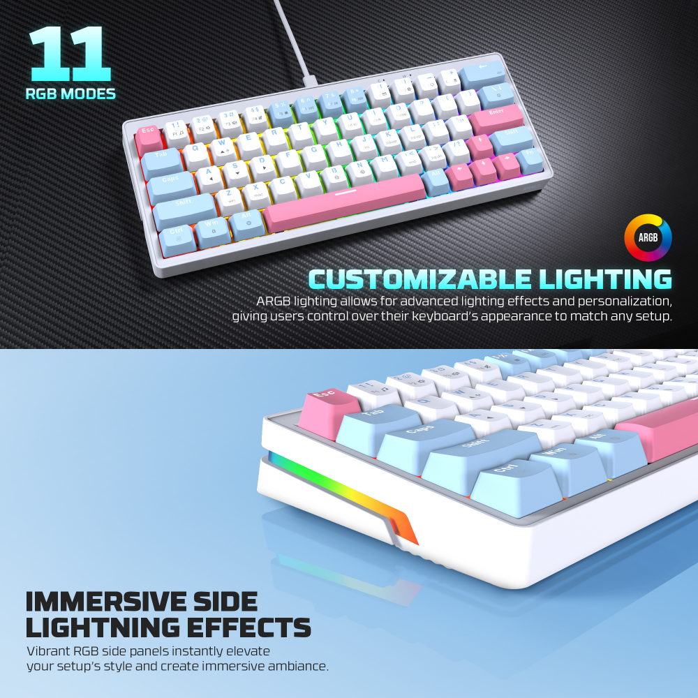 Tastatura Mehanicka Gaming Fantech MK611 Atom x63 AME plava (taro switch)
