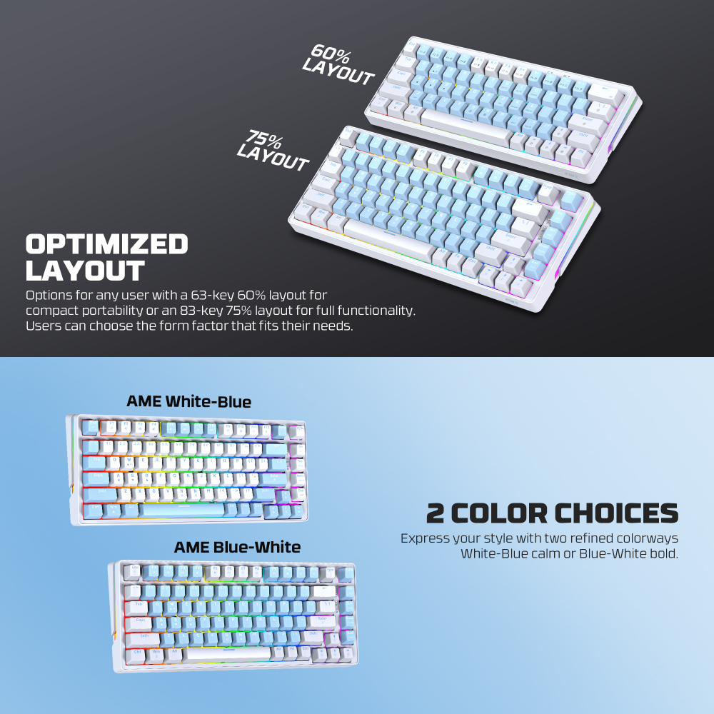 Tastatura Mehanicka Gaming Fantech MK612 Atom x83 AME bela (taro switch)