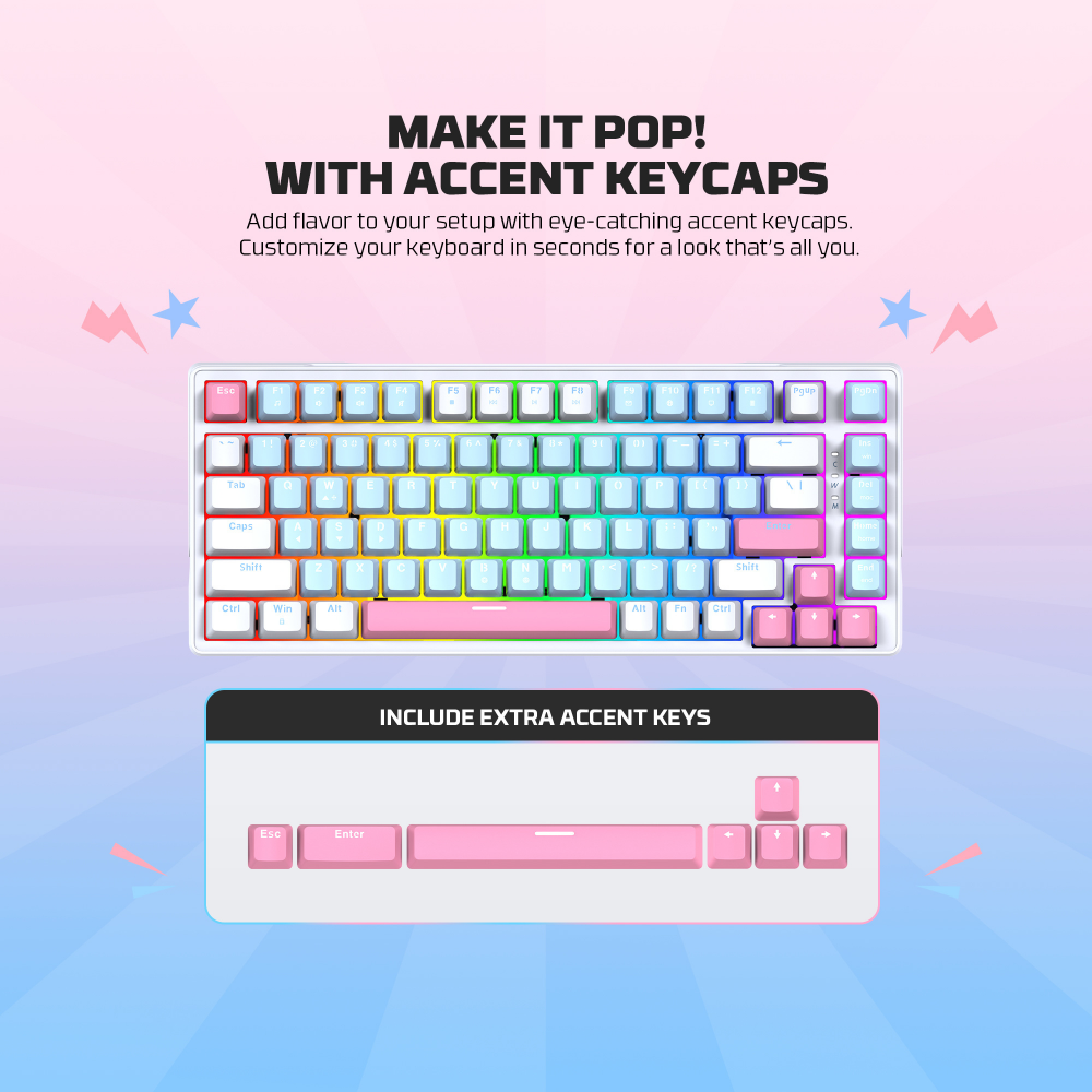 Tastatura Mehanicka Gaming Fantech MK612 Atom x83 AME bela (taro switch)