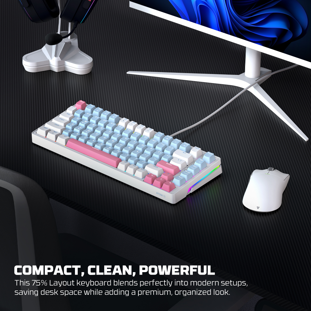 Tastatura Mehanicka Gaming Fantech MK612 Atom x83 AME bela (taro switch)