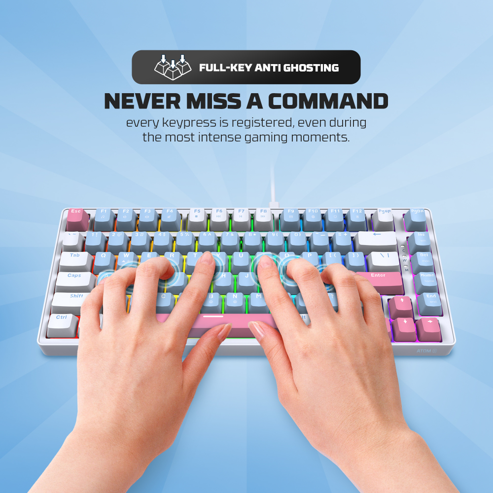 Tastatura Mehanicka Gaming Fantech MK612 Atom x83 AME plava (taro switch)