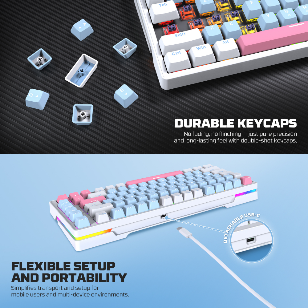 Tastatura Mehanicka Gaming Fantech MK612 Atom x83 AME plava (taro switch)