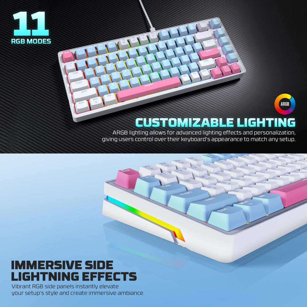 Tastatura Mehanicka Gaming Fantech MK612 Atom x83 AME plava (taro switch)