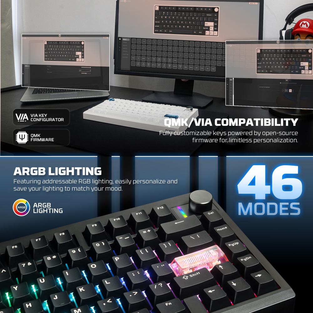 Tastatura Mehanicka Gaming Fantech MK921 Maxfit 8 Wireless black brown switch