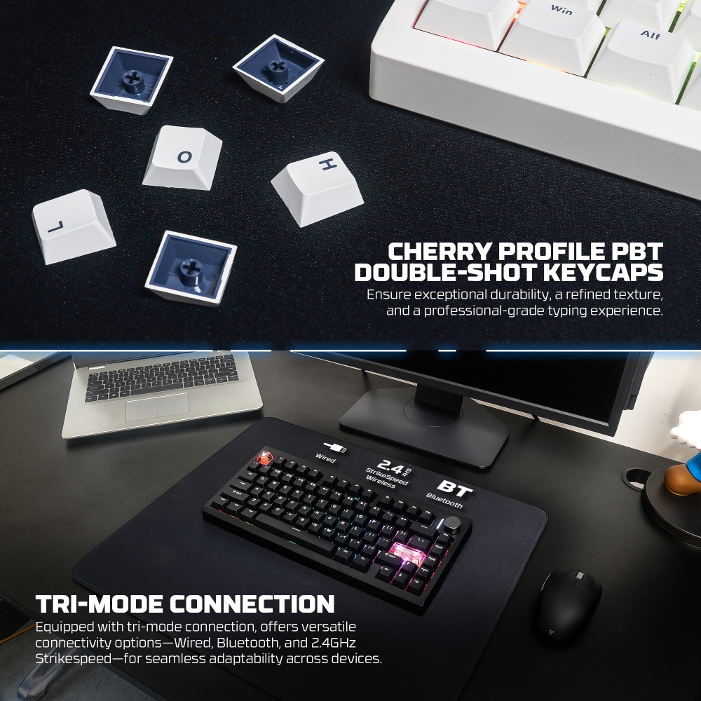 Tastatura Mehanicka Gaming Fantech MK921 Maxfit 8 Wireless black brown switch