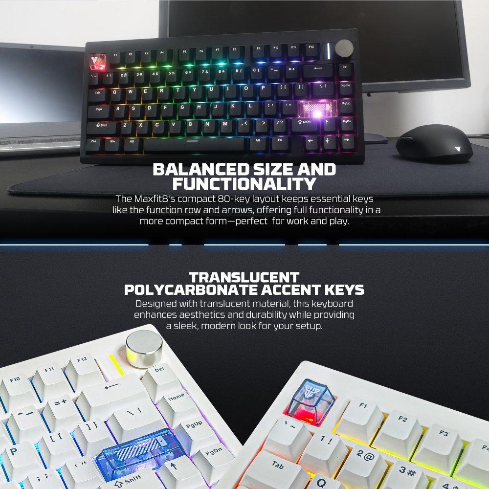 Tastatura Mehanicka Gaming Fantech MK921 Maxfit 8 Wireless black brown switch
