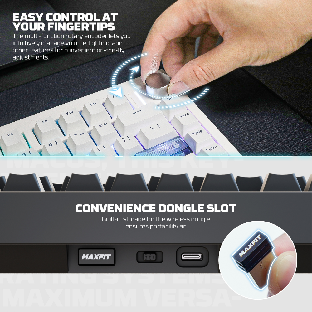 Tastatura Mehanicka Gaming Fantech MK921 Maxfit 8 Wireless white brown switch