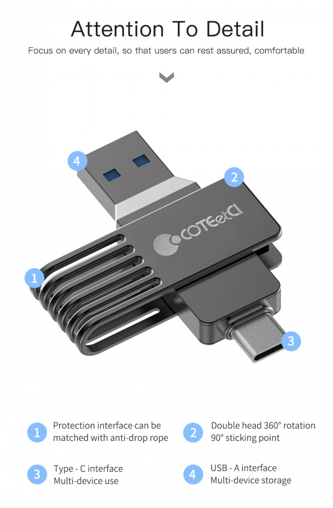 USB flash memorija Coteci CS8833 64GB USB 3.0/Type C