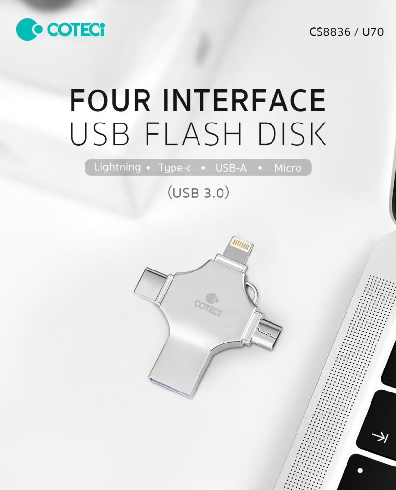 USB flash memorija Coteci CS8836 64GB USB 3.0/micro USB/Type C/lightning