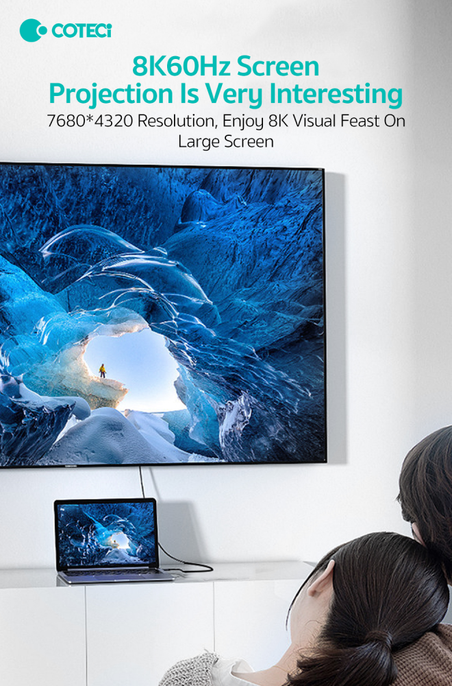 Data kabl Coteci Thunderbolt 87315 40Gbps 100W 8k PD Type C na Type C crni 1m