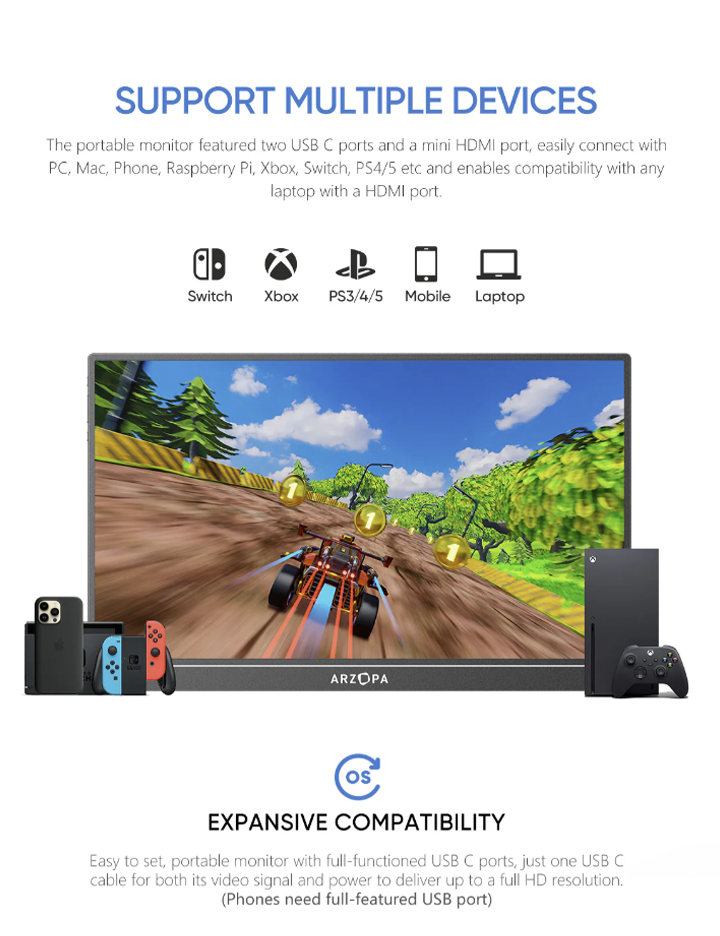 Eksterni prenosni monitor Arzopa S1 15,6 inch FHD