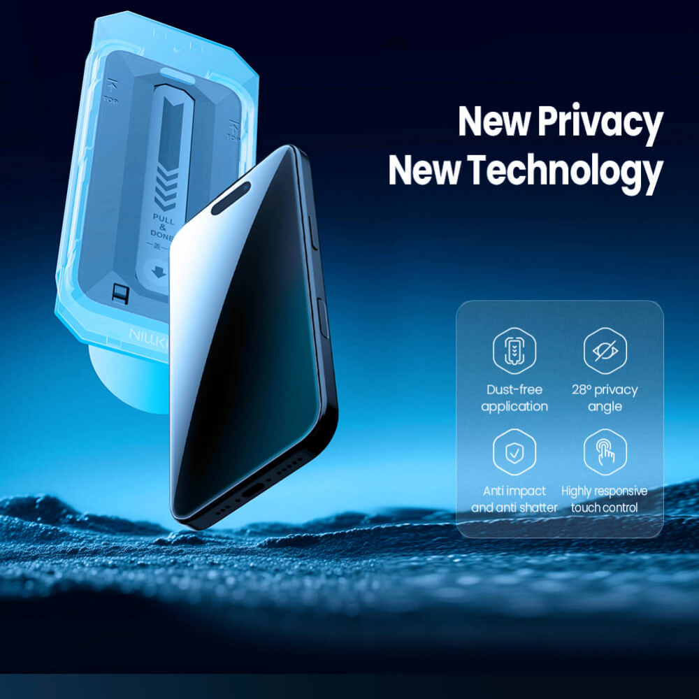 Zastitno staklo Tempered glass Nillkin Guardian Privacy za iPhone 17 Pro 6.3 (sa kalupom)