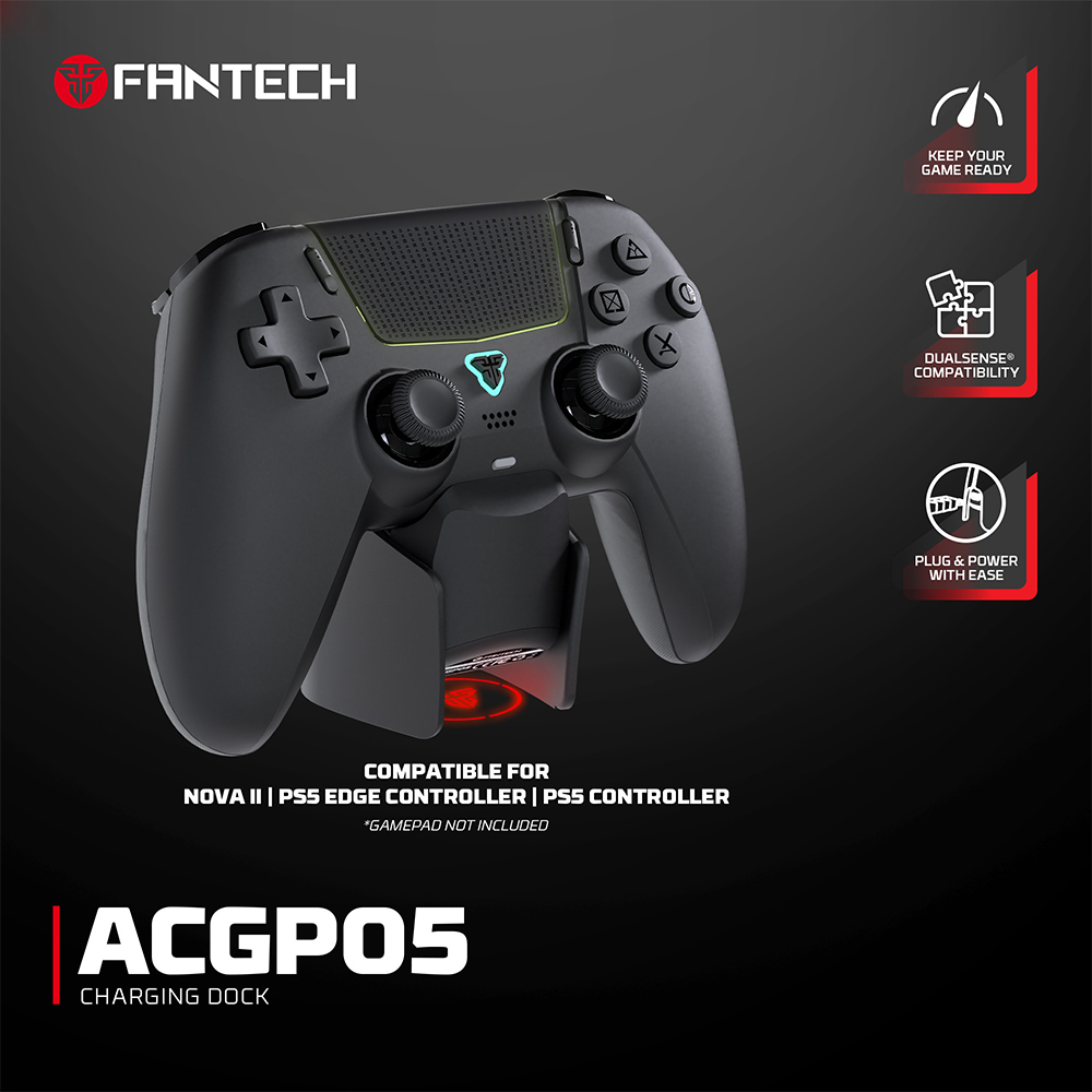 Joypad wireless charging dock Fantech ACGP05 WGP16, PS5 compatible crni