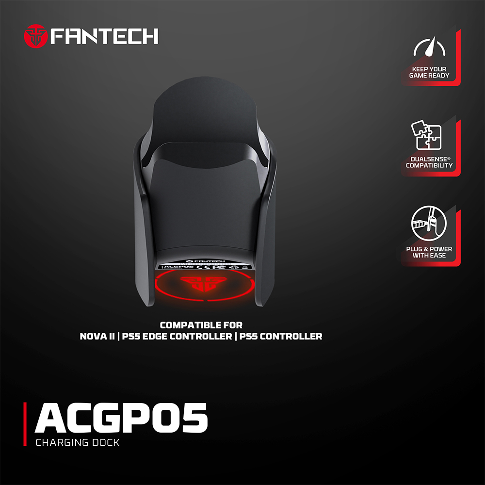 Joypad wireless charging dock Fantech ACGP05 WGP16, PS5 compatible crni