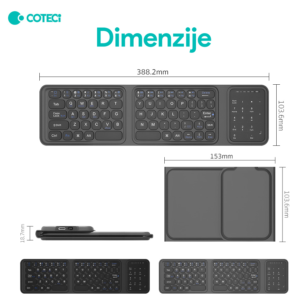 Tastatura Coteci 65 Fold crna