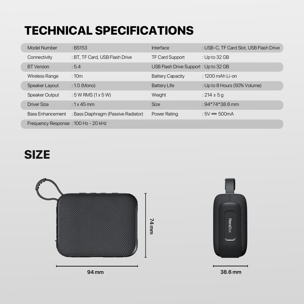Bluetooth zvucnik Fantech BS153 NeraBox sivi
