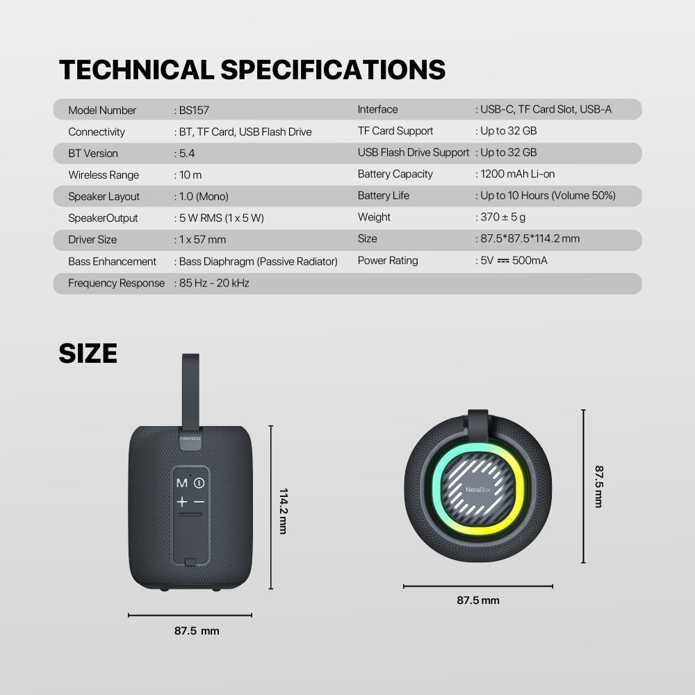 Bluetooth zvucnik Fantech BS157 NeraBox sivi