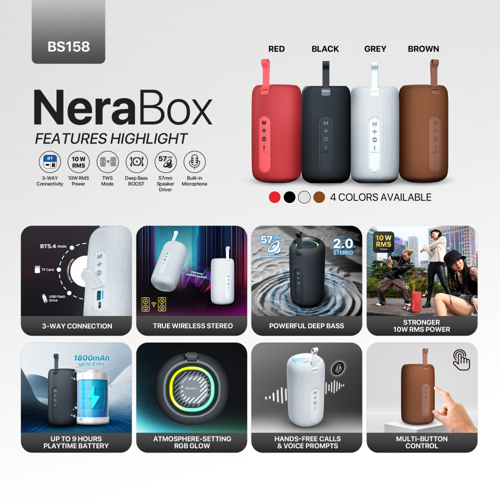 Bluetooth zvucnik Fantech BS158 NeraBox braon