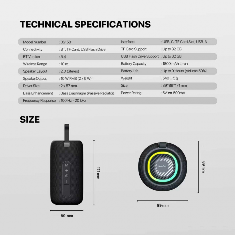 Bluetooth zvucnik Fantech BS158 NeraBox crni