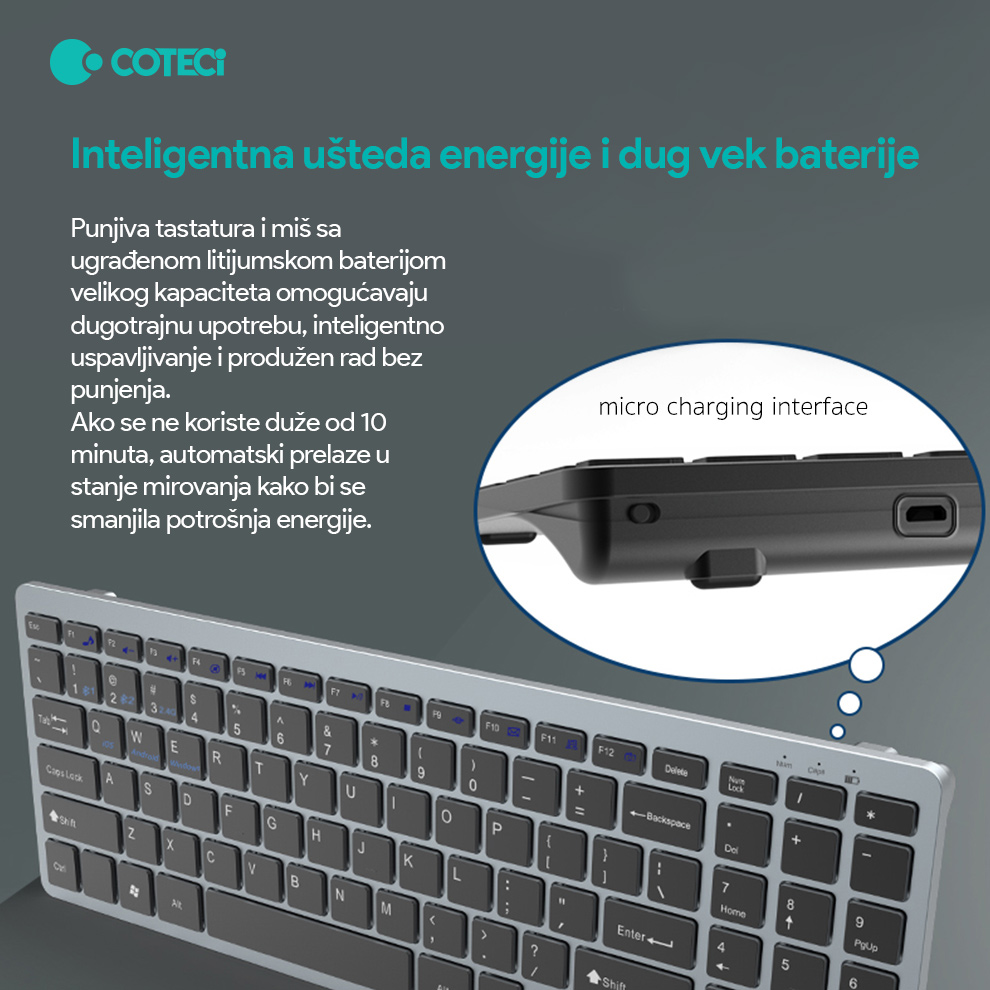 Tastatura Coteci 84007 siva