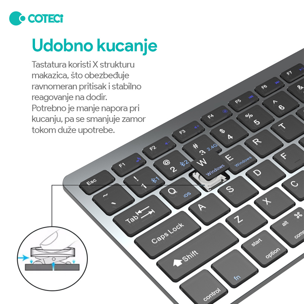 Tastatura Coteci 84007 siva