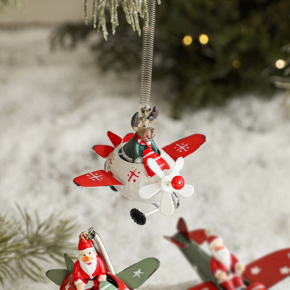 Novogodisnji ukras za jelku irvas u avionu EL beli