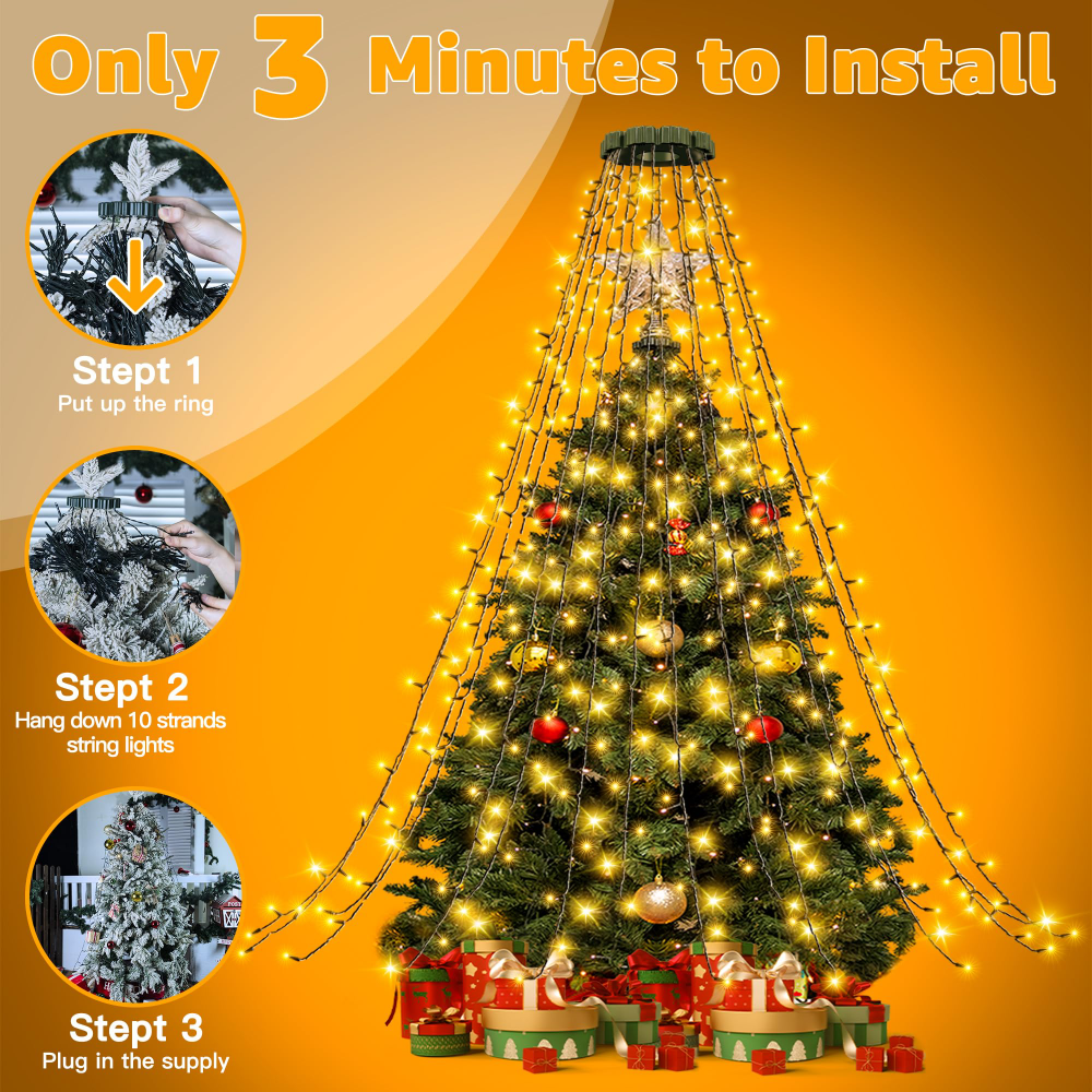 Novogodisnji ukras LED 280 lampica za jelku toplo zute (2m) USB napajanje JWD