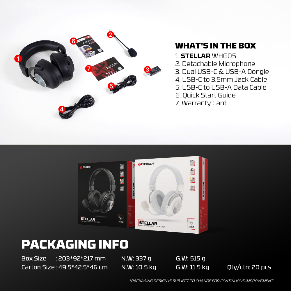 Bluetooth slusalice Fantech Stellar WHG05 bele