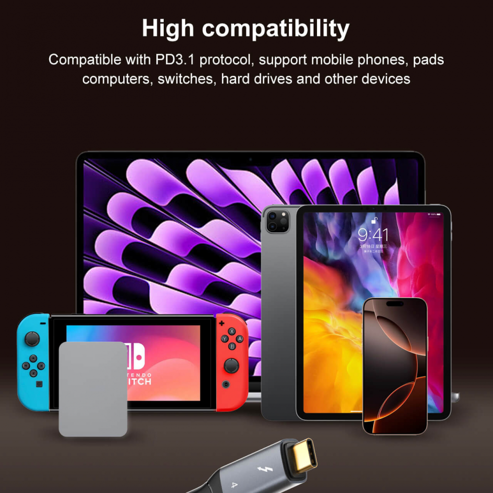 Data kabl LDNIO TC11c, USB 4.0, PD3.1, 240W, 40Gbps, 8K 60Hz PD na Type C crni 1m