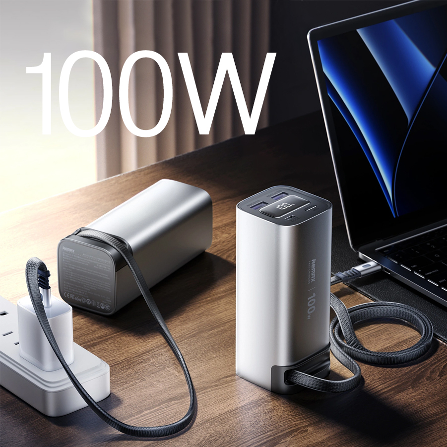 Power bank prenosiva baterija REMAX FC-22 100W sa teleskopskim kablom 20000mAh siva