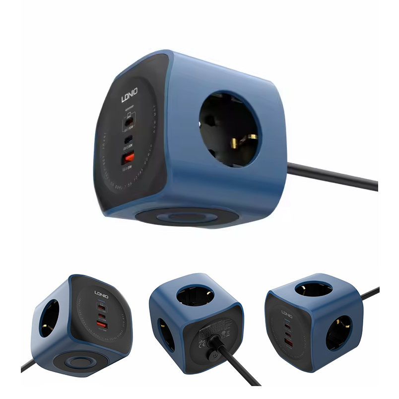 Produzni kabl LDNIO SE3338, 3 uticnice, USB, 2xPD, 6u1, GAN, 65W total power