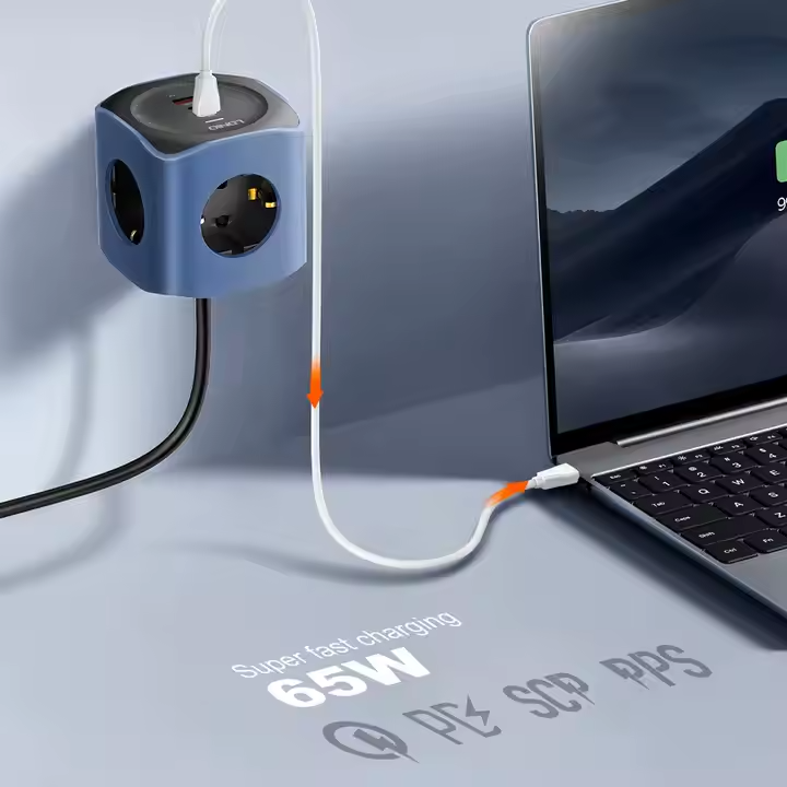 Produzni kabl LDNIO SE3338, 3 uticnice, USB, 2xPD, 6u1, GAN, 65W total power