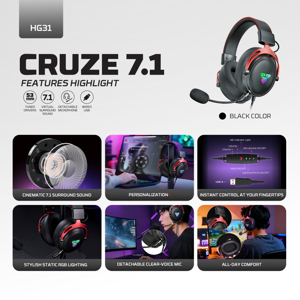 Slusalice Gaming Fantech HG31 Cruze 7.1 crne