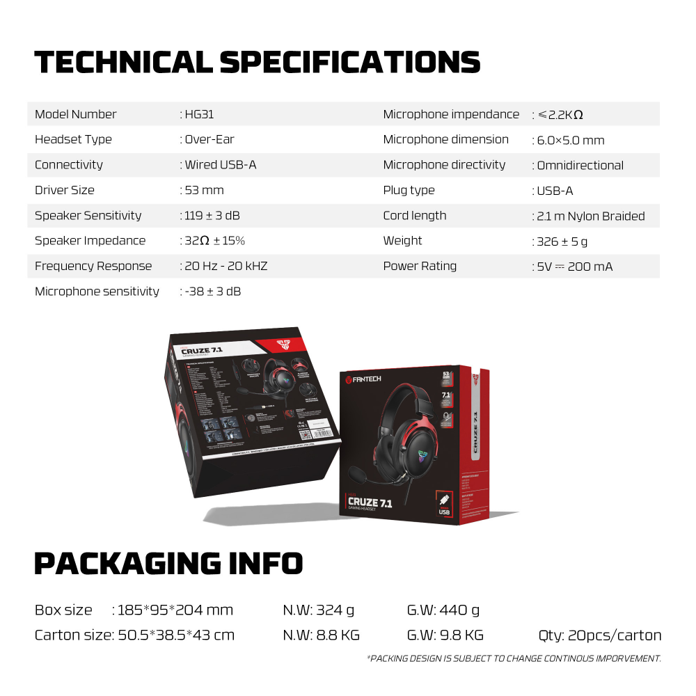 Slusalice Gaming Fantech HG31 Cruze 7.1 crne