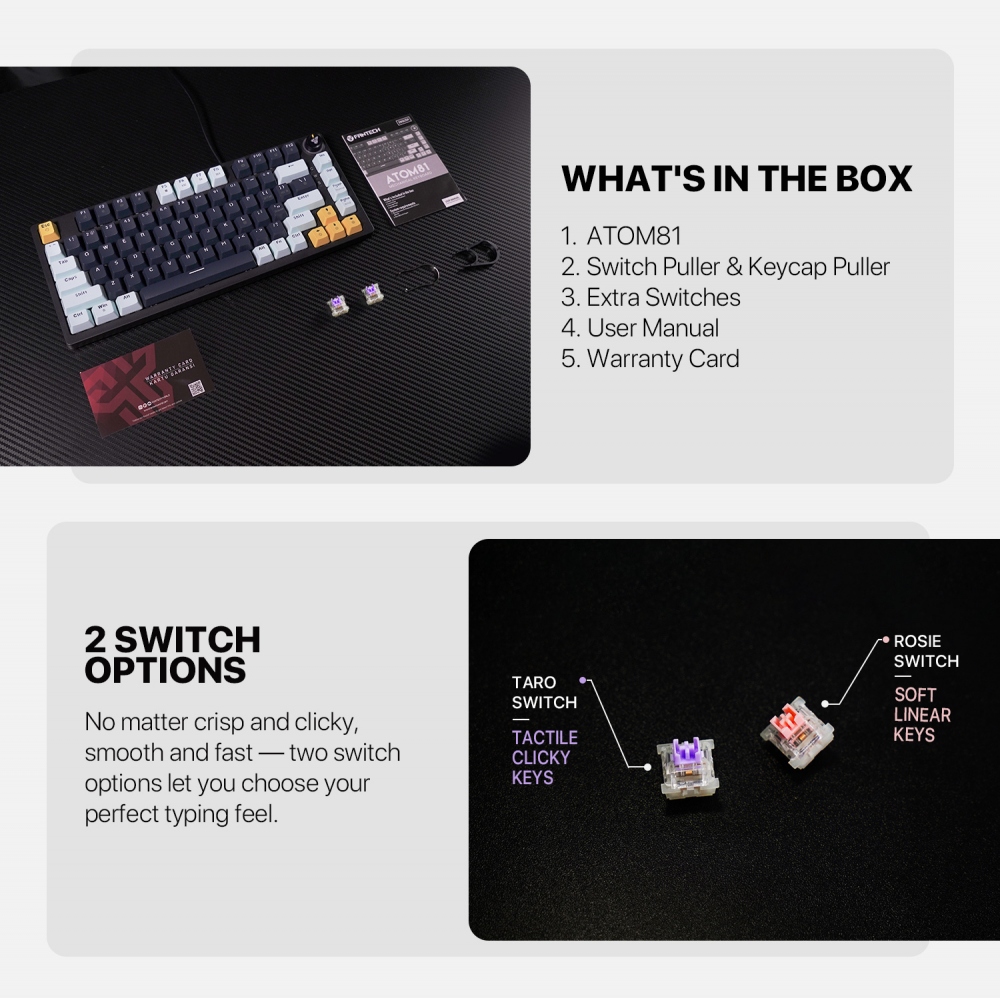 Tastatura Mehanicka Gaming Fantech MK875 RGB Atom 81 Navy (rosie switch)