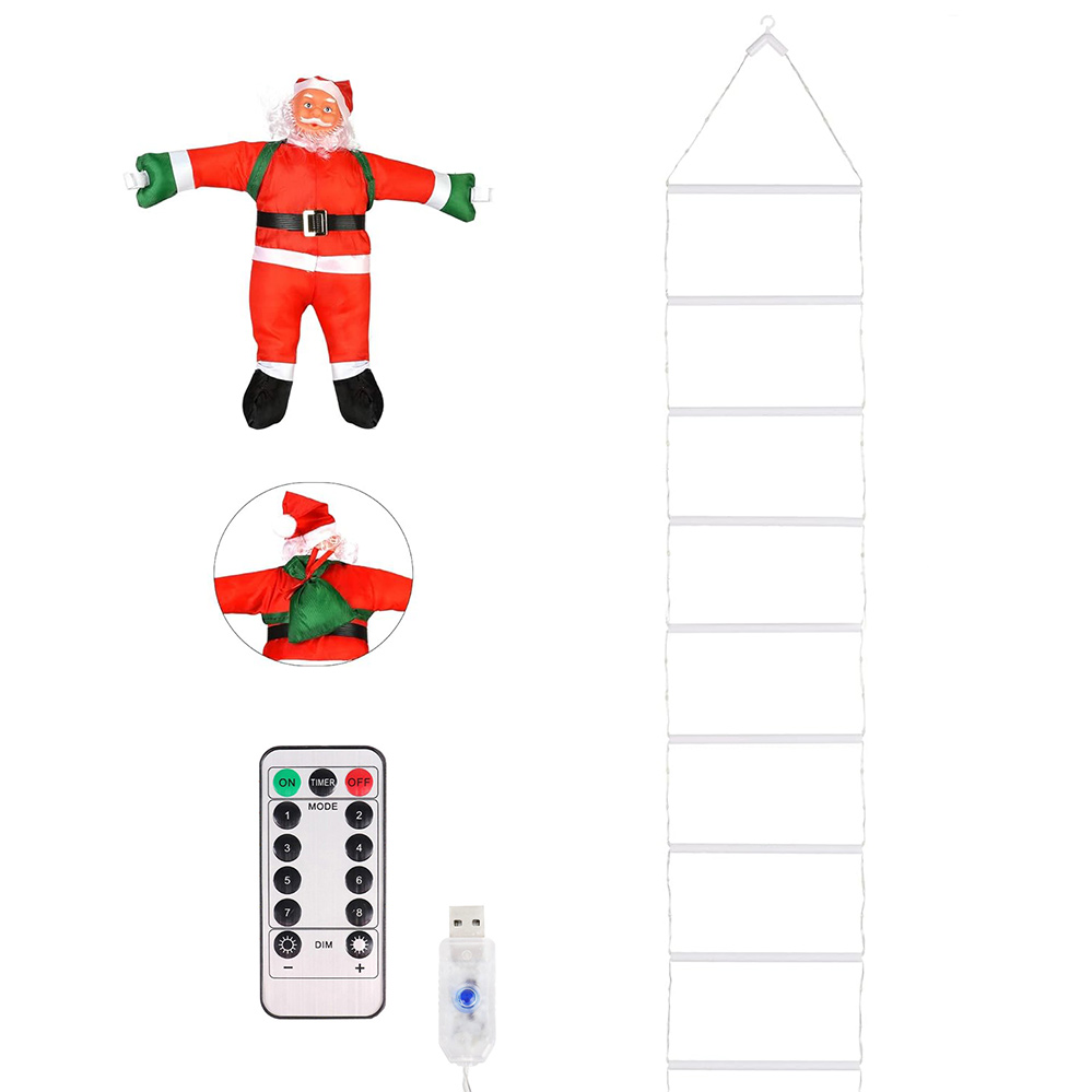 Novogodisnji ukras LED (3m) EL Deda Mraz na merdevinama