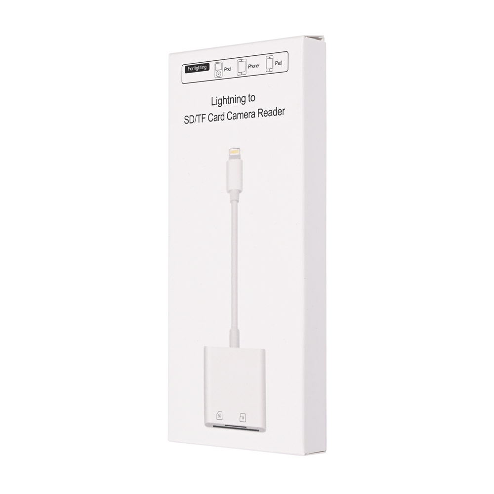 OTG adapter Lighting citac kartica TF/SD beli