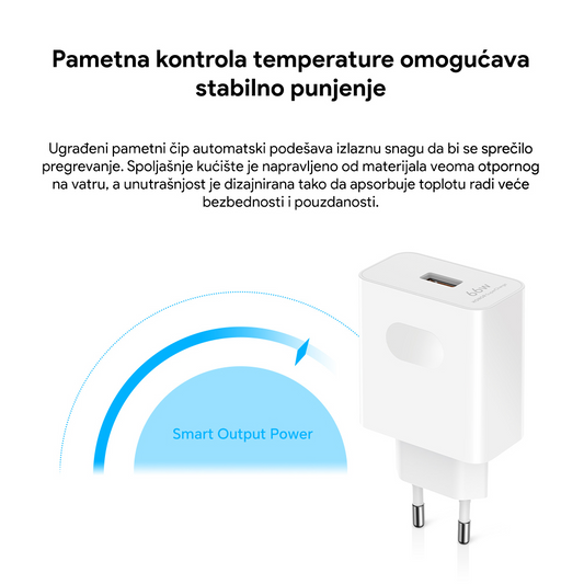 Kucni punjac Honor Super Charge 66W sa type-c kablom beli 1m/6A