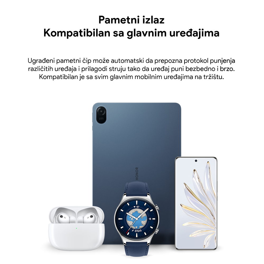 Kucni punjac Honor Super Charge 66W sa type-c kablom beli 1m/6A